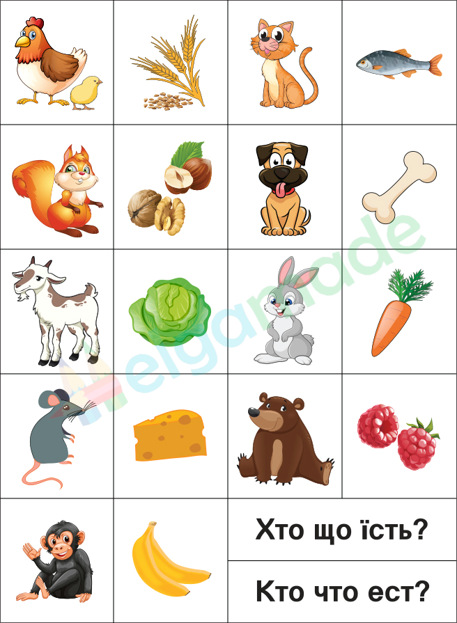 

Фетр с принтом КТО ЧТО ЕСТ, 22x30 см, корейский жесткий 1.2 мм