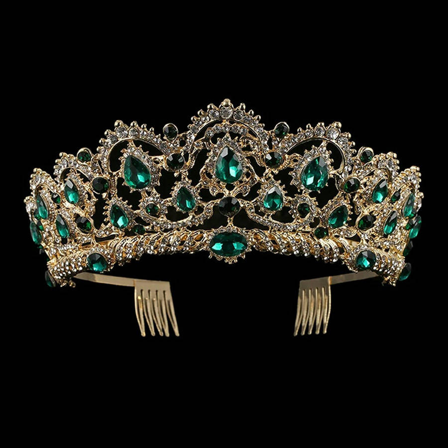 

Свадебная диадема, корона, тиара на голову для невесты позолота 47129с-б