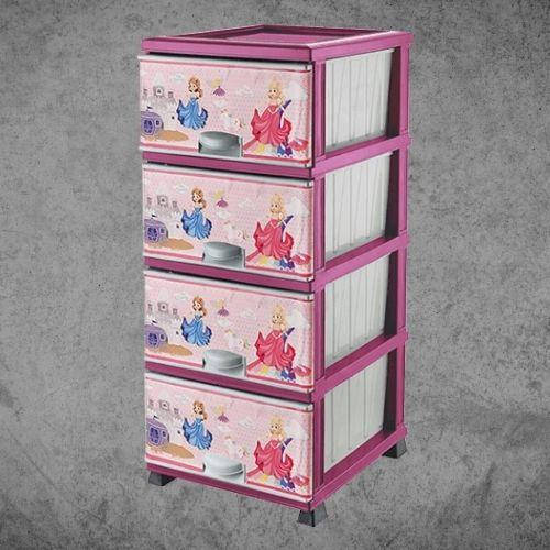 

Комод пластиковый детский для девочки розовый с рисункум принцесса Elif Plastik 298