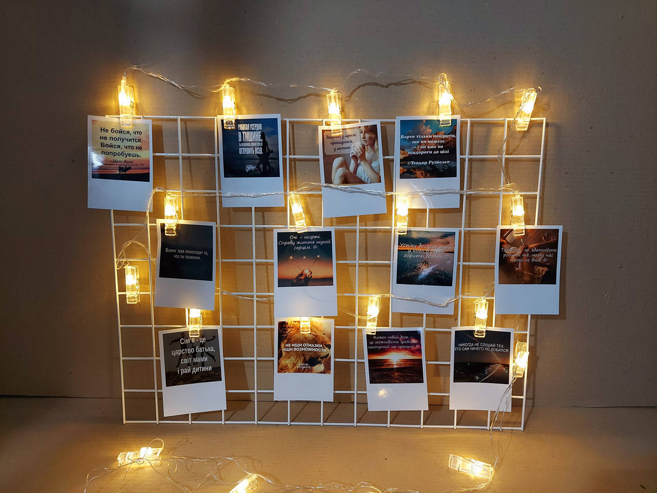 

Мудборд 70х45см + набор открыток + гирлянда-прищепки в подарок, Белый