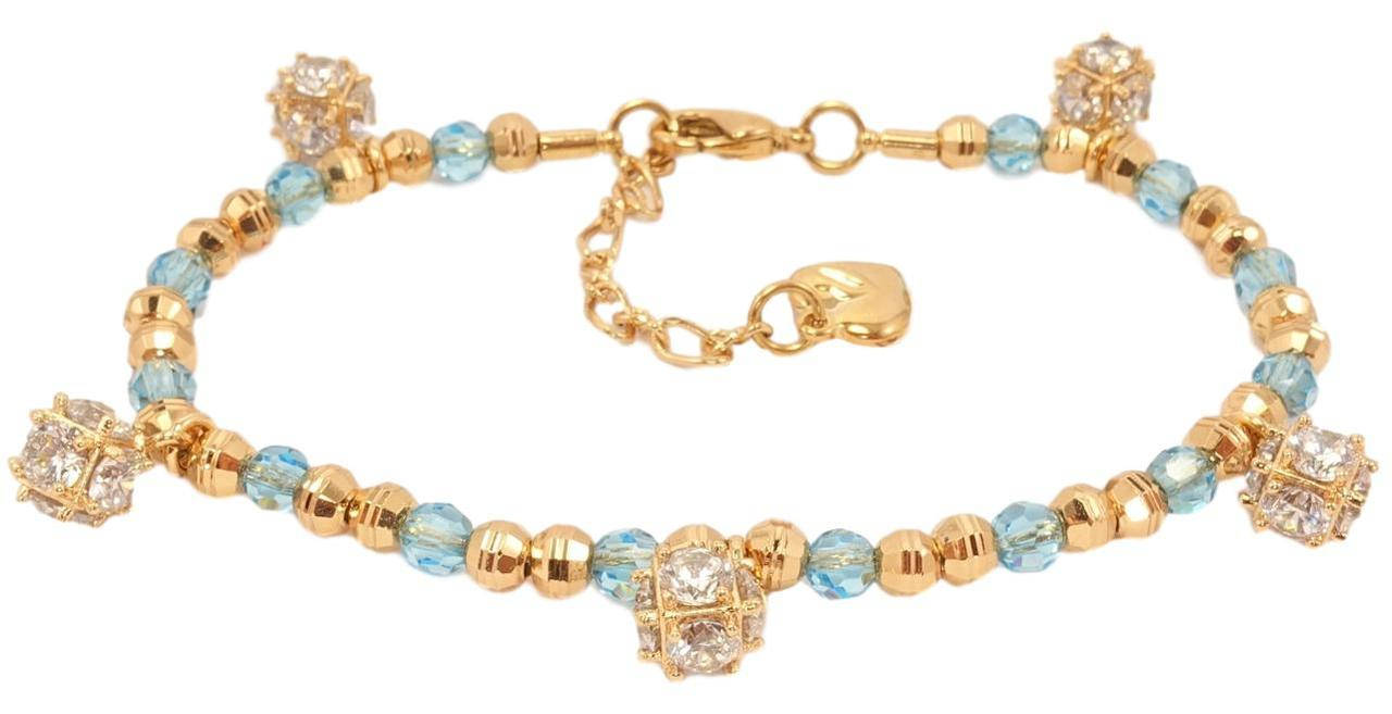 

Браслет Xuping Позолота 18K "Декоративные бусины с кристальными подвесками" размер с доп. цепочкой 18,5-22,5см