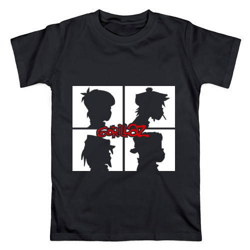 

Футболка Gorillaz черная с логотипом, унисекс (мужская, женская, детская)