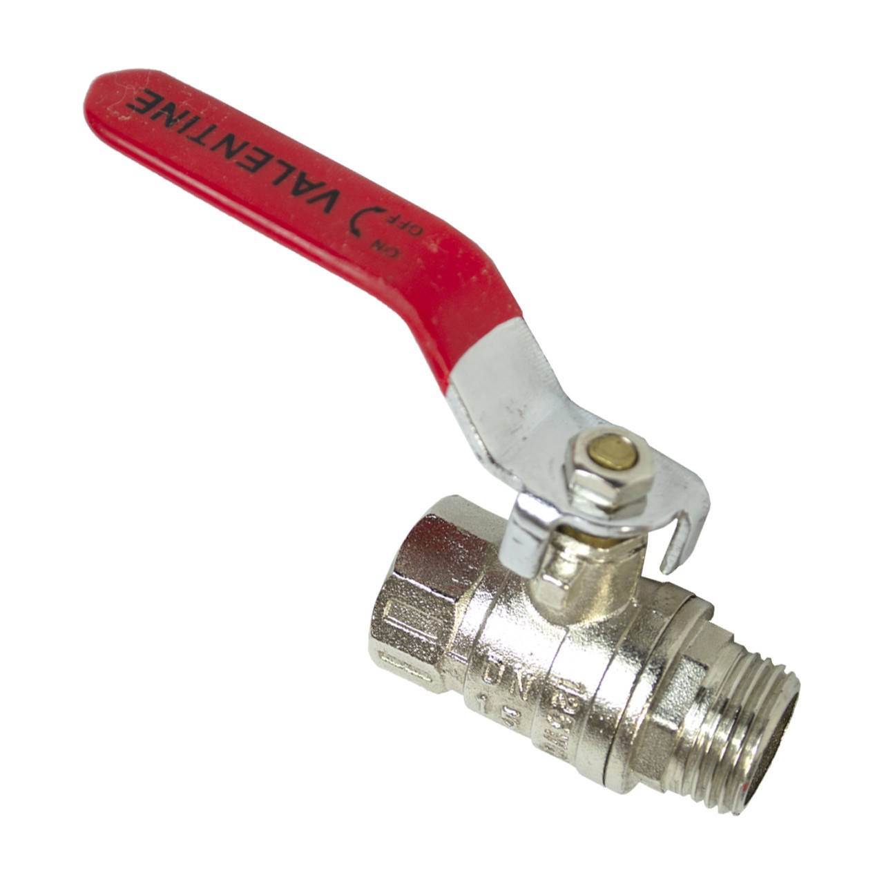 

Кран шаровый металлический 1/2". Красная ручка, 20 шт в коробочке