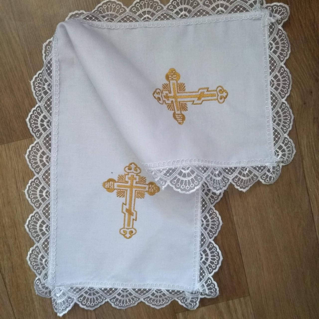

Рушник, полотенце для крещения под Евангелие. Золото, Белый