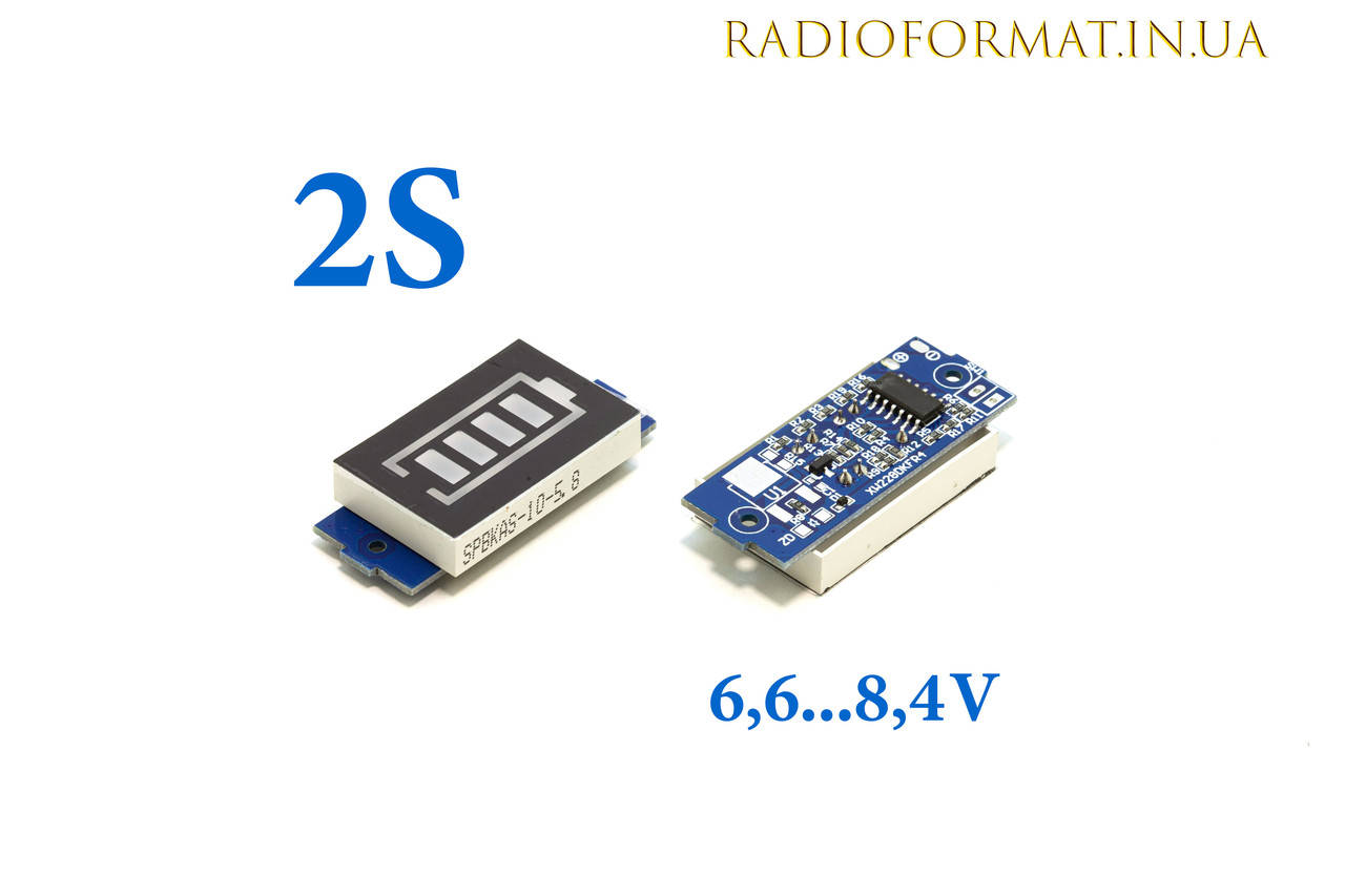 

Индикатор уровня заряда Li-ion батареи 2S 18650, СИНИЙ