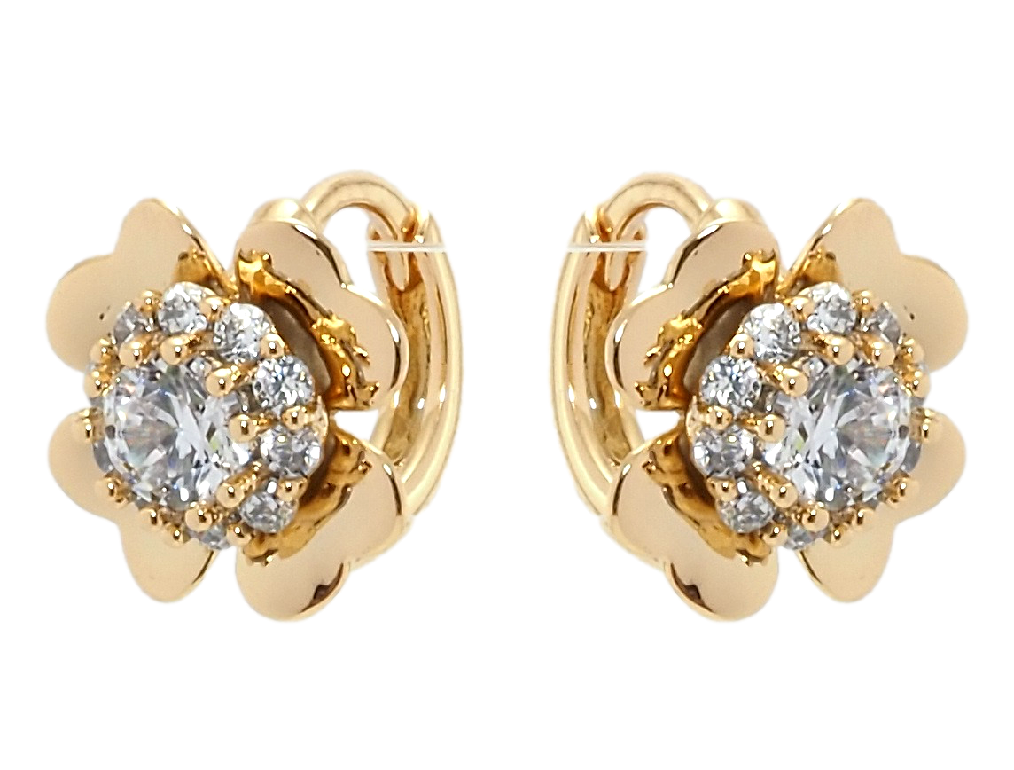 

Серьги Xuping Позолота 18K колечки "Цветочки с цирконием"