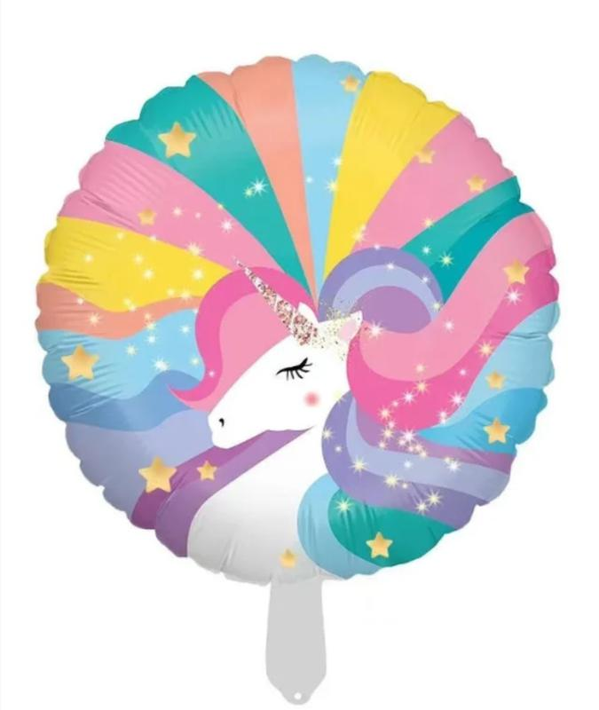 

Фольгированный шарик КНР 18" (45 см) Круг Единорог радуга, Разные цвета