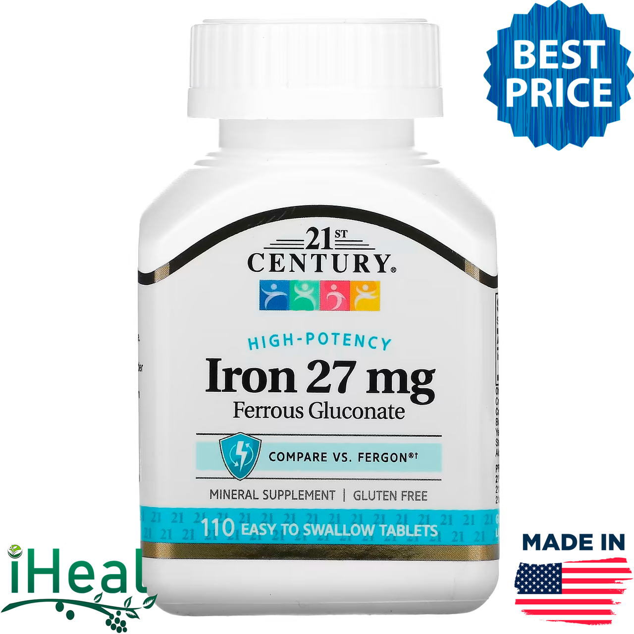 

21st Century, железо, 27 мг, 110 таблеток