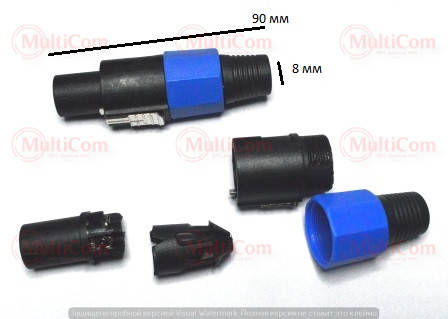 

01-03-101. Штекер Speakon (СПИКОН) 4pin под кабель, корпус пластик