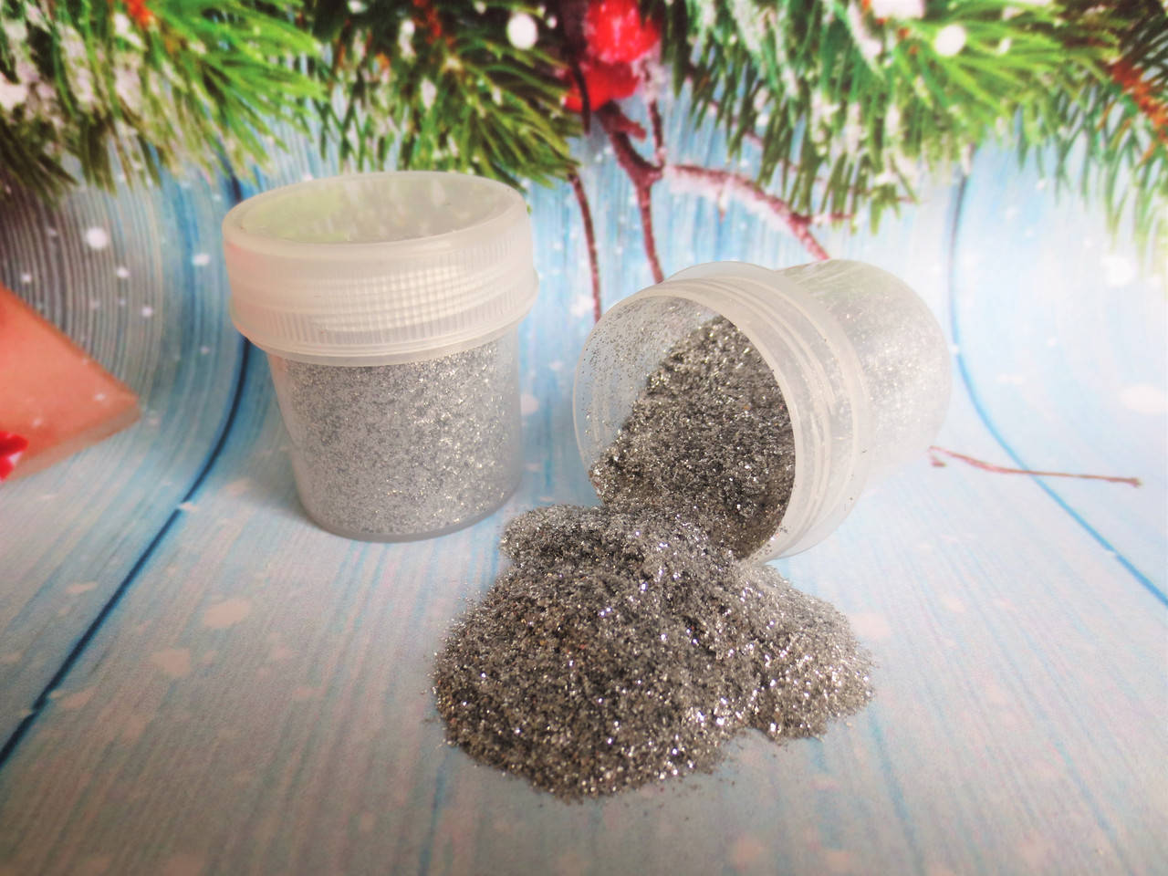 

Глиттер СЕРЕБРО, 20 мл, (~15 грамм)