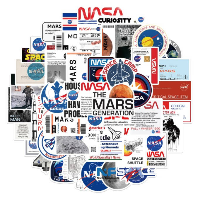 

Набор виниловых наклеек стикеров NASA №2 Стикербомбинг на авто телефон 50шт, Разные цвета