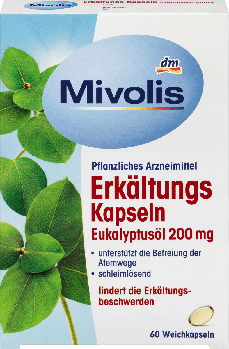 

Леденцы от боли в горле Mivolis Erkältungskapseln mit Eukalyptusöl 200 mg, 60 шт