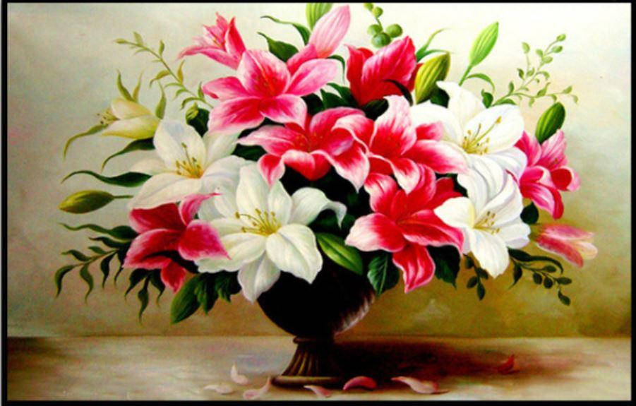 

Алмазная вышивка мозаика Букет лилий 40х50 см