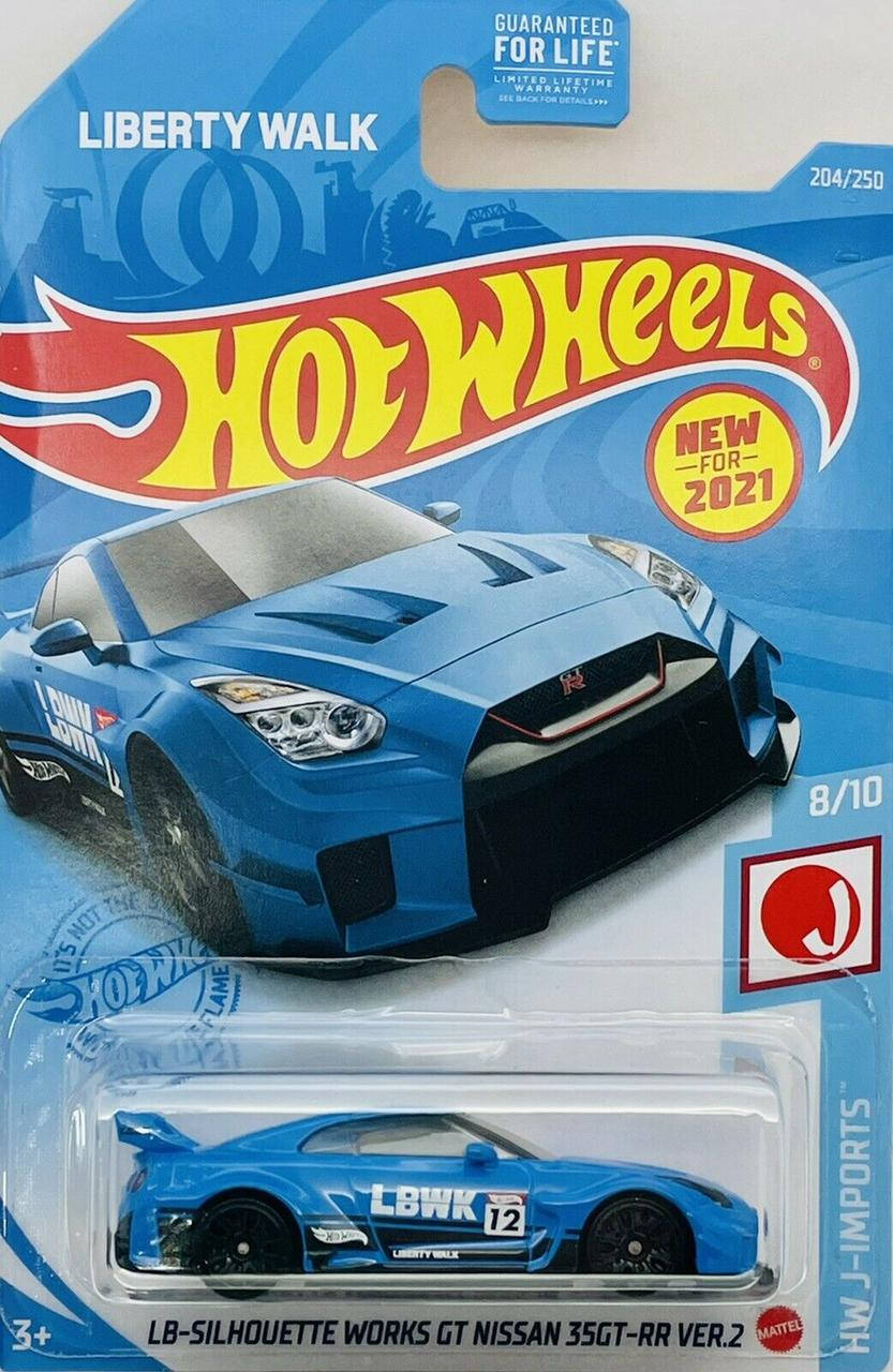 

Машинка Hot Wheels - LB-Silhouette Works GT Nissan 35GT-RR Ver.2 - 2021 J-Imports (#204) blue Mattel, Синий