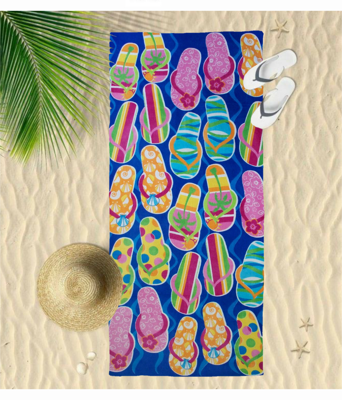 

Полотенце пляжное 70 х 140 см. Шлёпки, Разные цвета