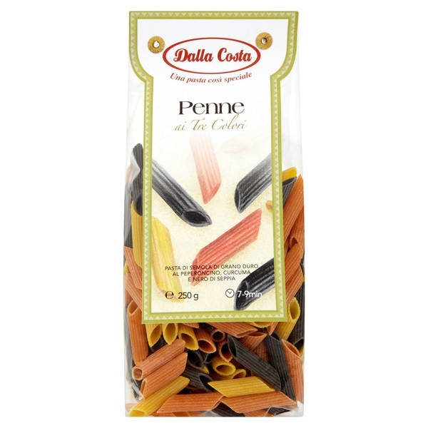 

Макароны DALLA COSTA Penne tricolor 250г, 24шт/ящ