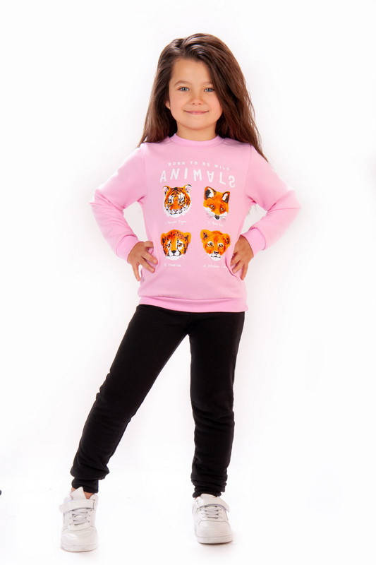 

Спортивный костюм для девочек / Свитшот и брюки светло-розовый, 128