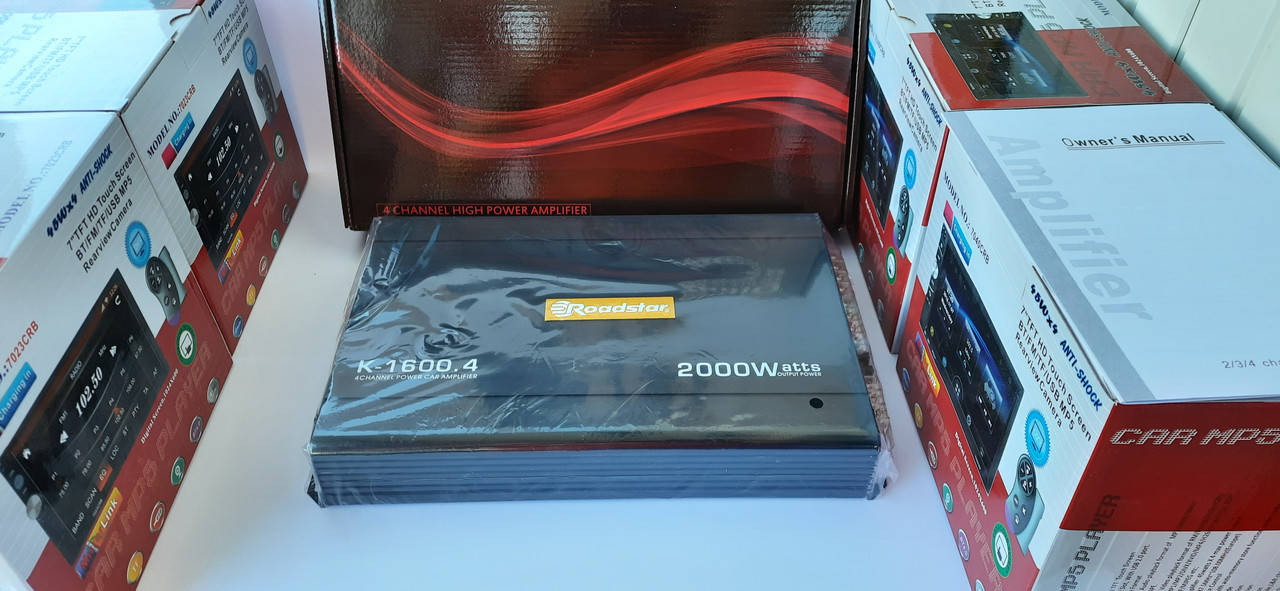 

Усилитель звука в машину авто Roadstar 2000W 4-х канальный автомобильный четырёхканальный на 4 канала выхода
