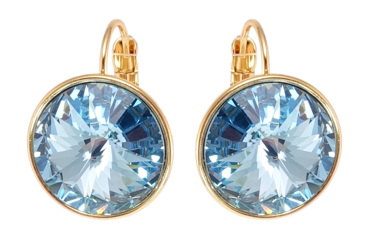 

Серьги Xuping Позолота 18K с кр-ми Swarovski французский замок "Кристаллы Aquamarine на дужках" ø 16мм