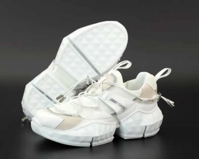 

Кроссовки женские Jimmy Choo белые Джимми Чу натуральная кожа текстиль. код KD-12179, Белый