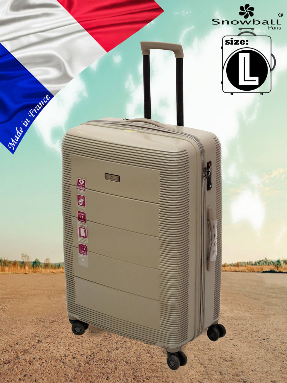 

АНТИУДАРНЫЙ ЧЕМОДАН ИЗ ПОЛИКАРБОНАТА БОЛЬШОГО РАЗМЕРА SNOWBALL 74103 (ФРАНЦИЯ), Бежевый