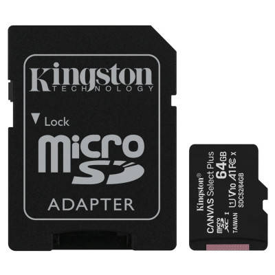 

Карта памяти Kingston 64GB micSDXC class 10 A1 Canvas Select Plus (SDCS2/64GB)