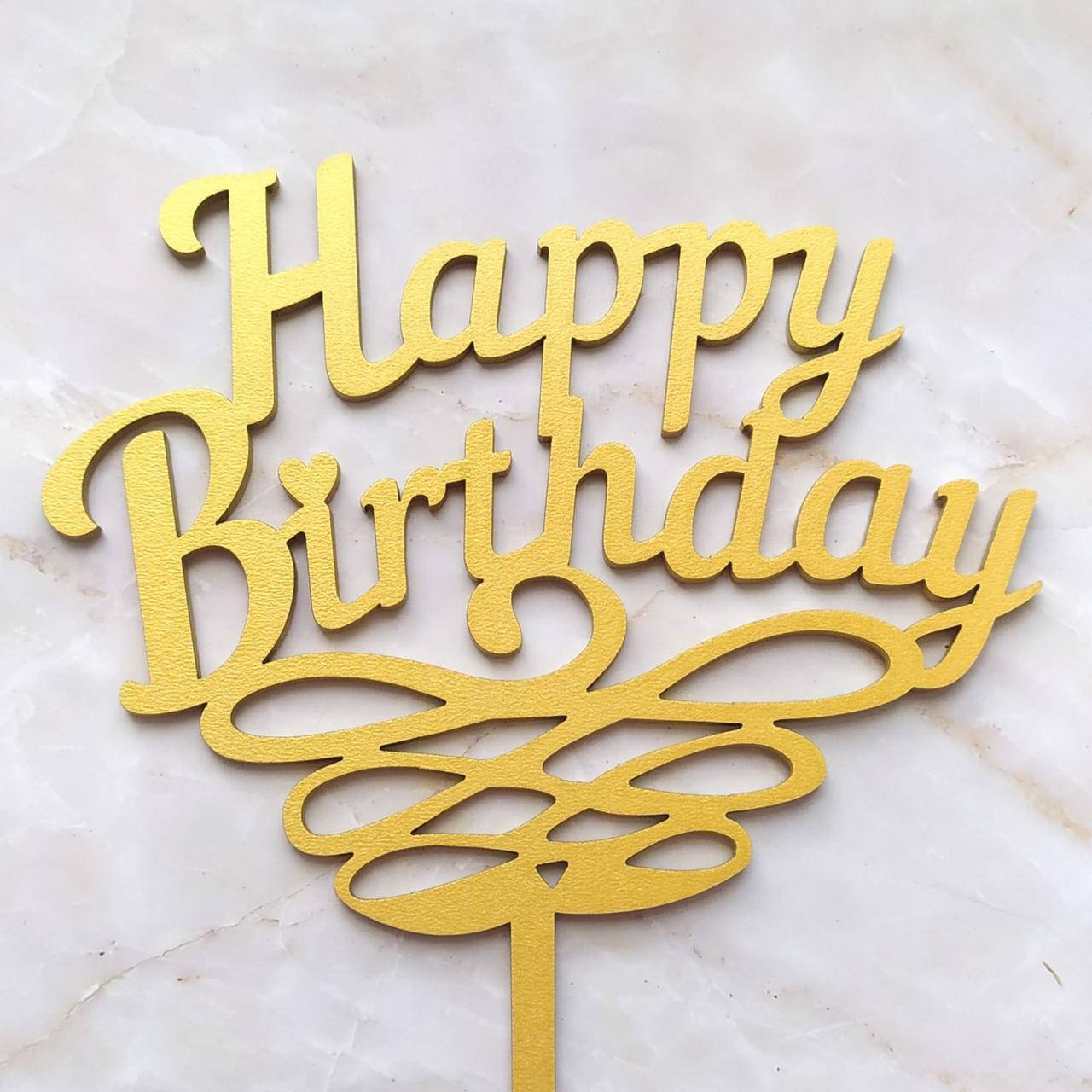 

Топер для кондитерських виробів Happy Birthday золотистий 8