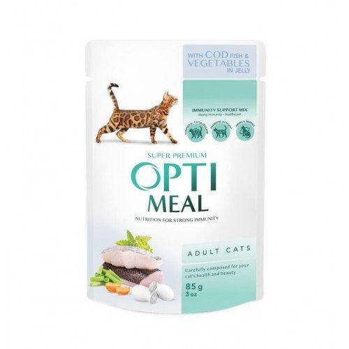 

Влажный корм Optimeal для взрослых кошек с треской и овощами, 85 г