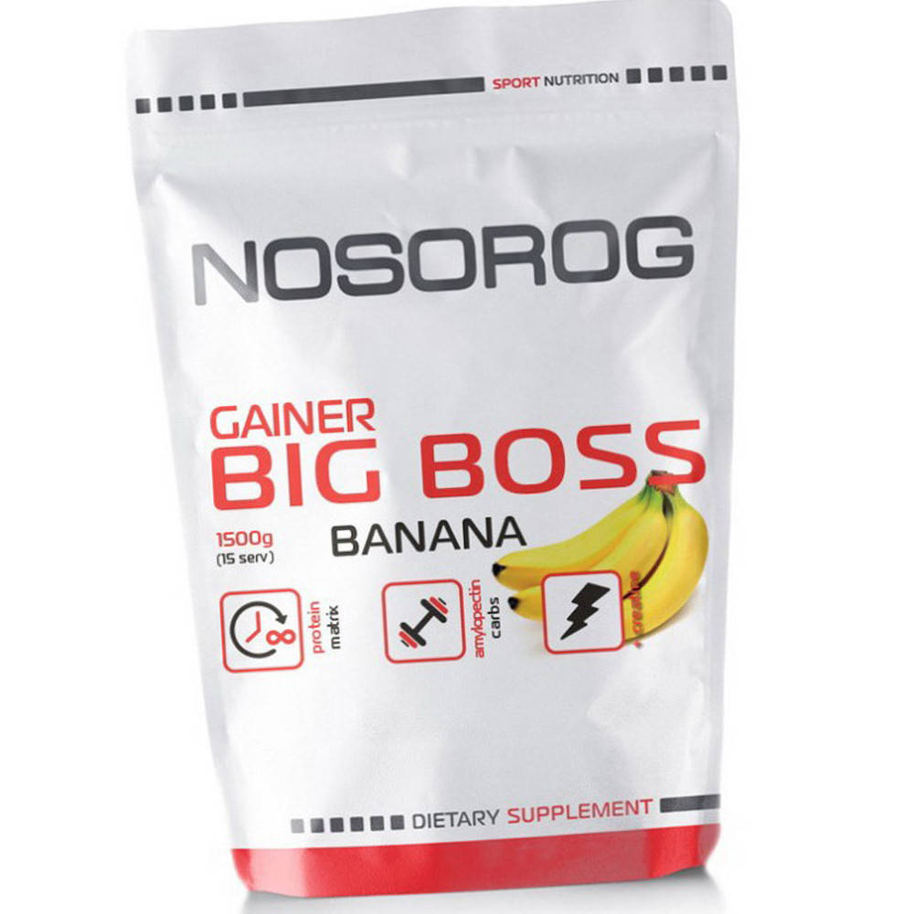 

Высокоуглеводный гейнер для набора веса Nosorog Gainer BIG BOSS 1500 г