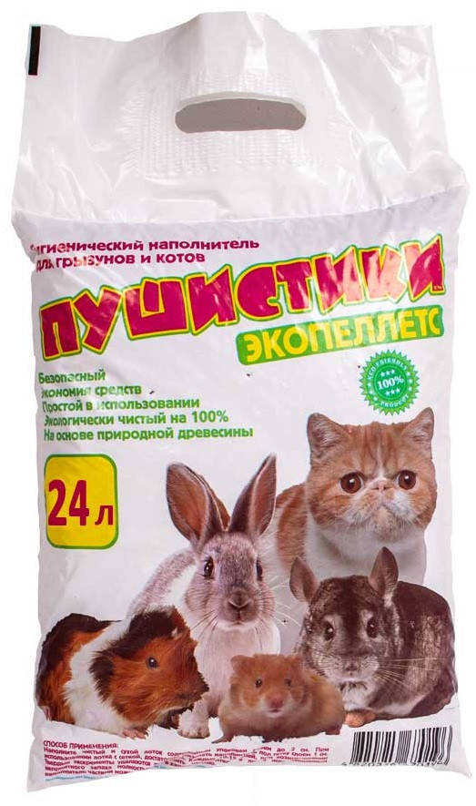 

Гранулированный древесный наполнитель для кошачьего туалета Пухнастики 3 уп*6 кг