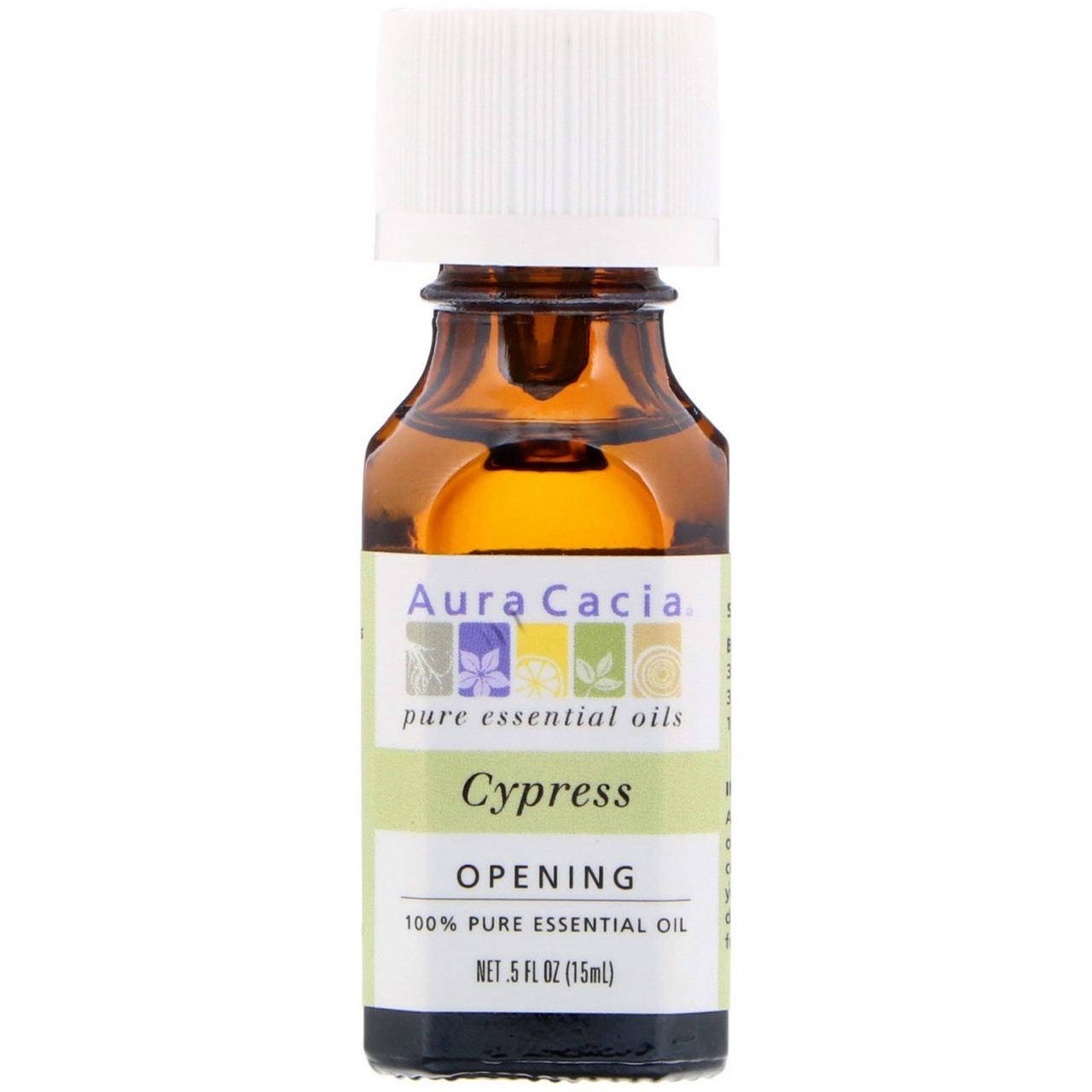 

Aura Cacia, чистое эфирное масло, Кипарис, 0,5 жидкой унции (15 мл), официальный сайт, AUR-91115