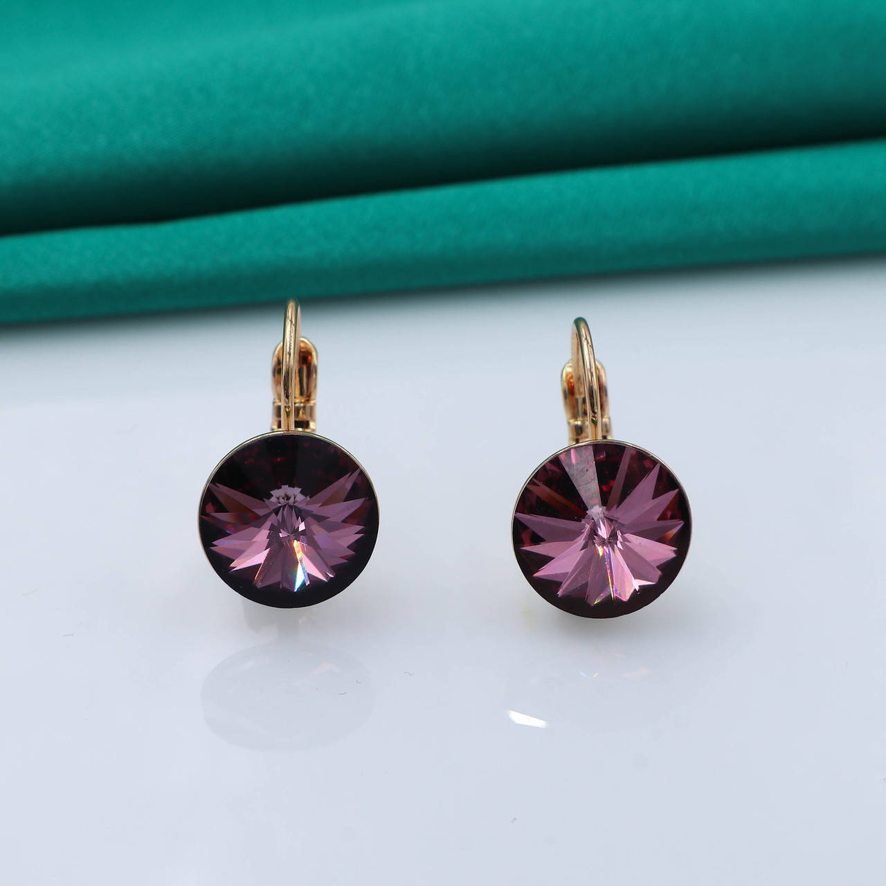 

Серьги Бордовый Swarovski, позолота Xuping, 18К