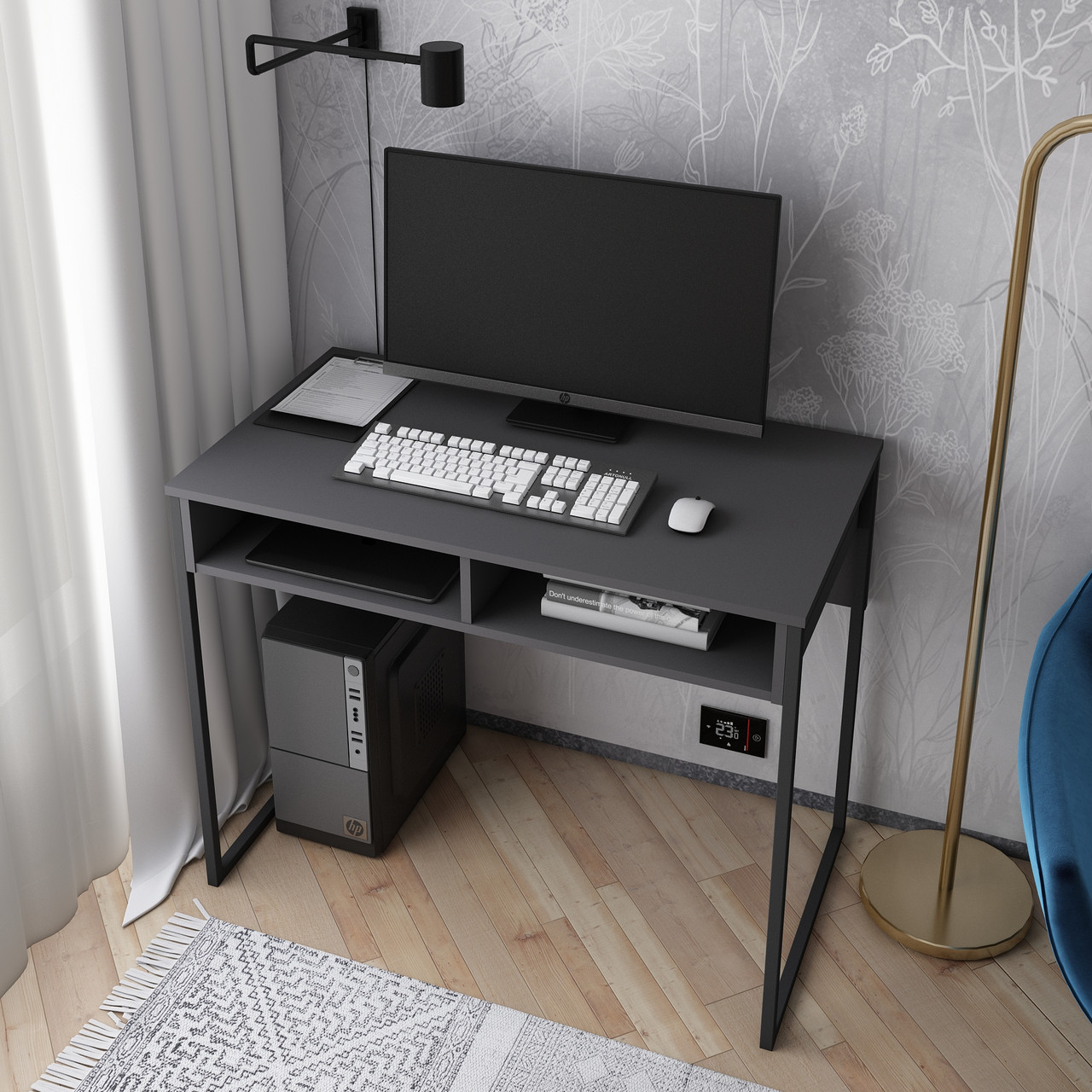 Стіл письмовий Doros Барт Графіт з полицею 100х55х78.1 (41510113) 3