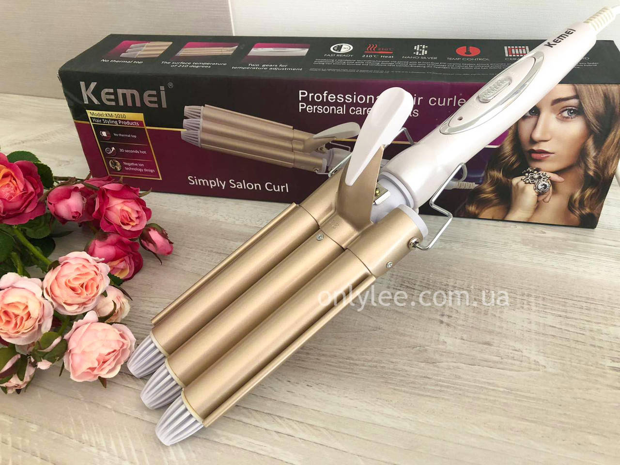 

Профессиональная плойка три волны Kemei KM-1010 для завивки волос