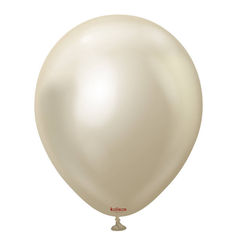 

Латексные воздушные шарики 5" Хром Mirror White Gold 20шт/уп Kalisan, Белый