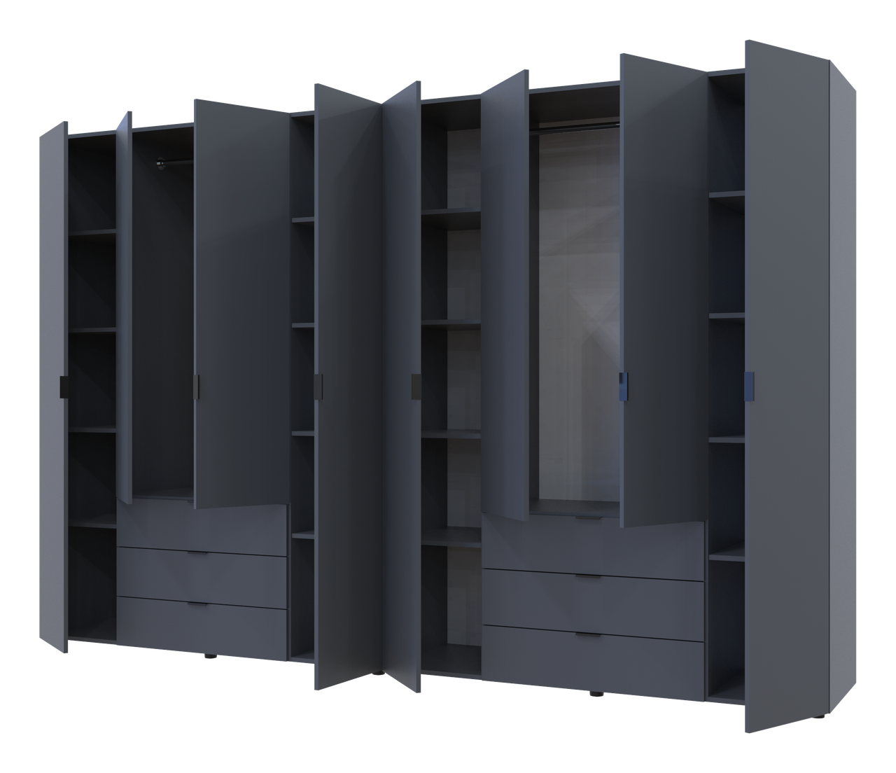 Розпашна Шафа для одягу Doros Гелар комплект Графіт 4+4 ДСП 310х49,5х203,4 (42002130) 2