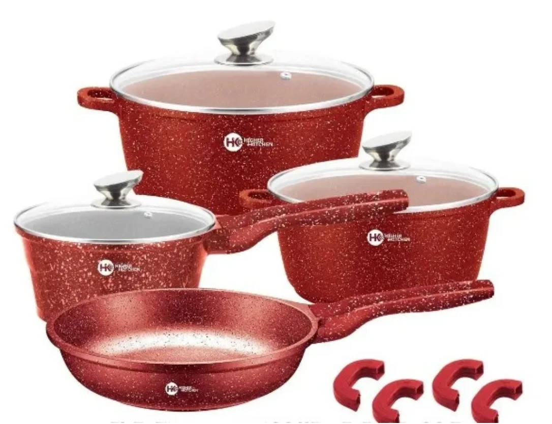 

Набор кастрюль Higher Kitchen HK-307 с гранитным покрытием Красные BN, Красный