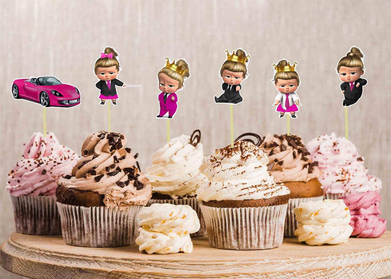 

Набор "Леди Босс молокосос девочка" - топперы в капкейки фигурные (6 см) вырубка (6шт./уп.) Картон