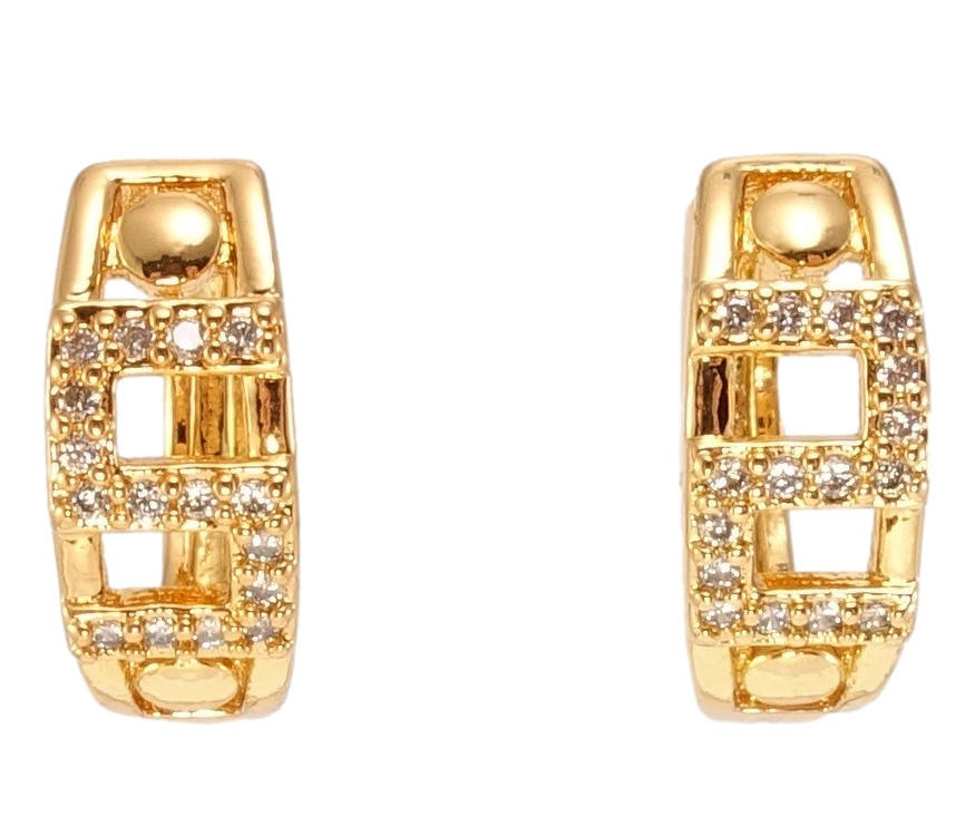 

Серьги Xuping Позолота 18K колечки "Фантазийный орнамент с цирконием"