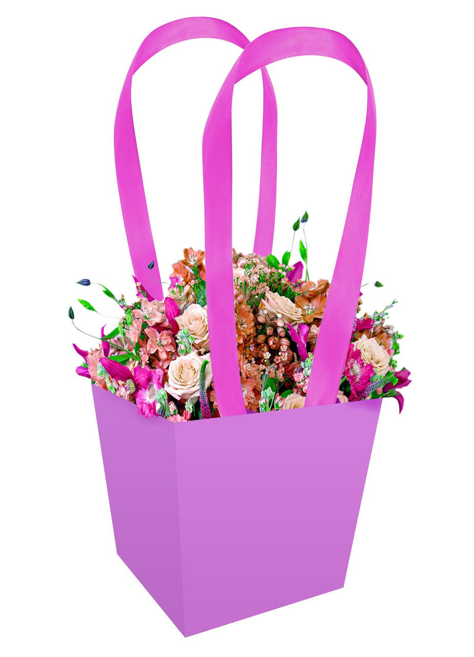 

Бумажная сумка для цветов 13 см, сиреневая