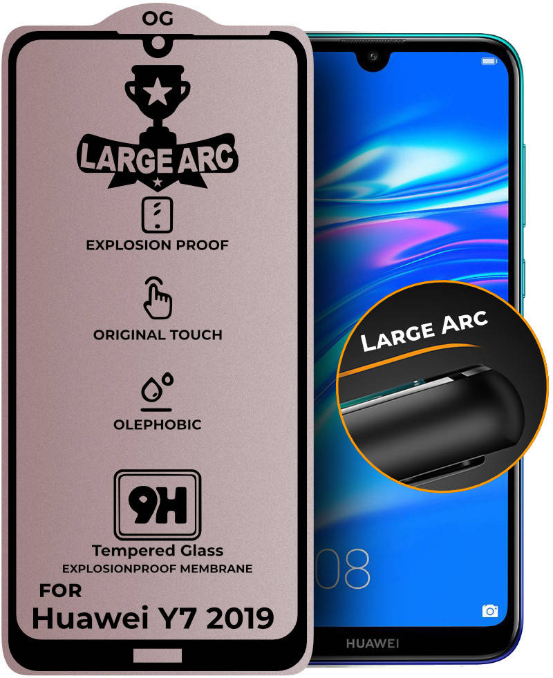

Защитное стекло Large Arc Huawei Y7 2019 (Full Glue) (Хуавей У7 19)