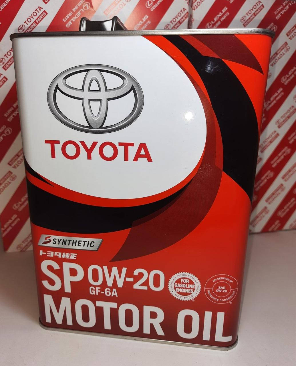 

ОРИГИНАЛЬНОЕ Масло моторное Toyota Motor Oil SP 0W-20 4 л, синтетическое SP GF-6A Тойота (08880-13205), Япония