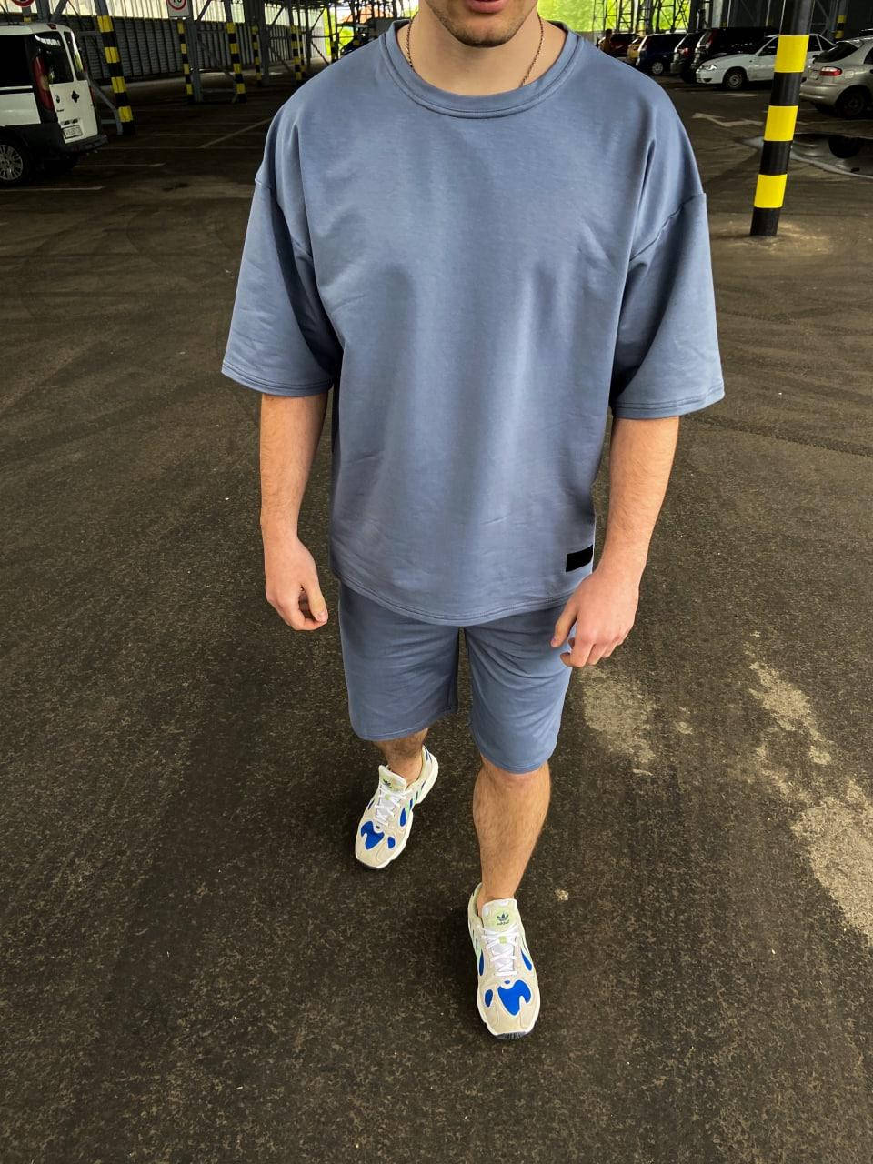 

Мужской летний комплект oversize VD grey / футболка + шорты /