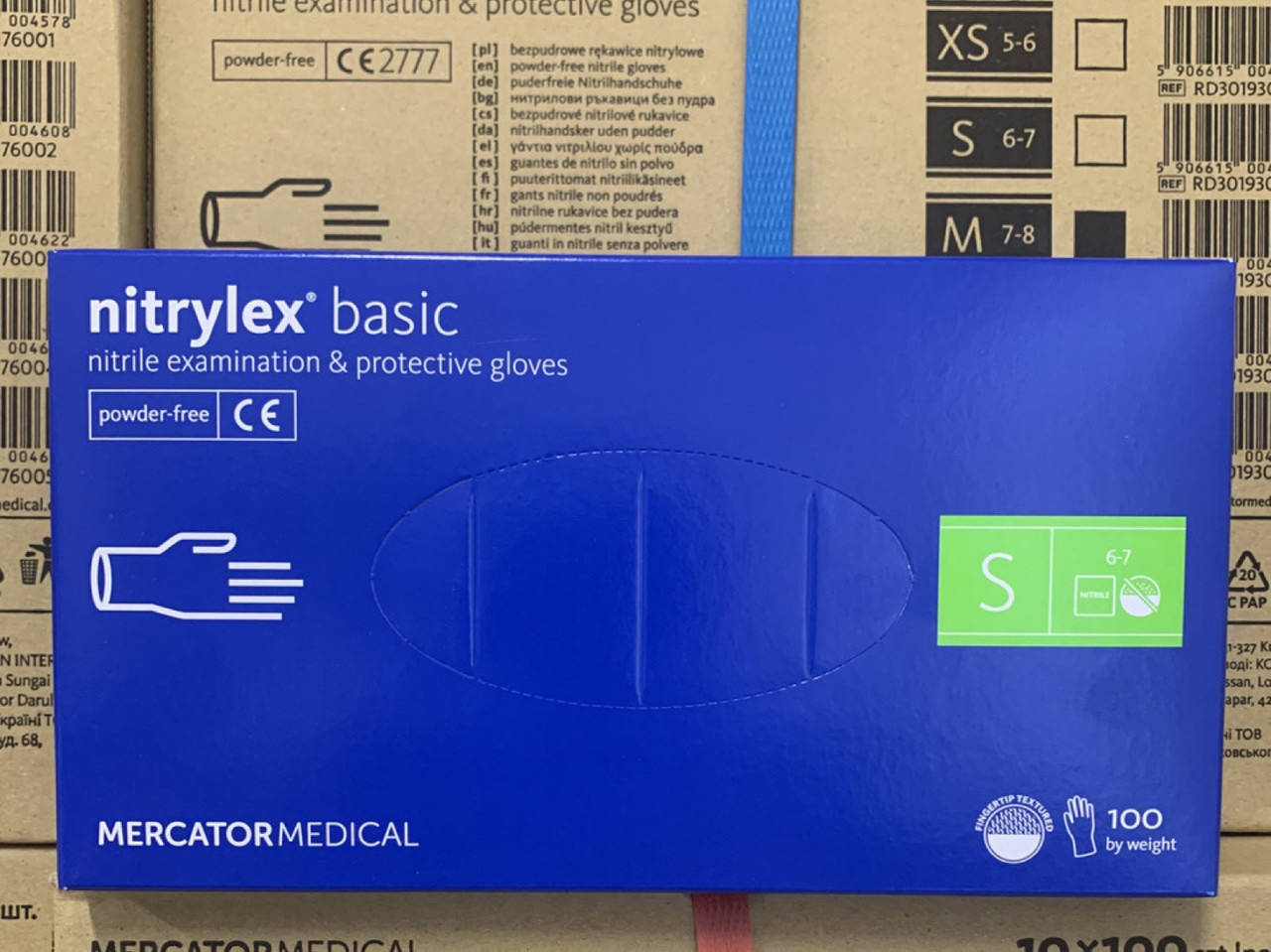 

Перчатки нитриловые неопудренные Nitrylex Basic blue 100 штук упаковка размер S