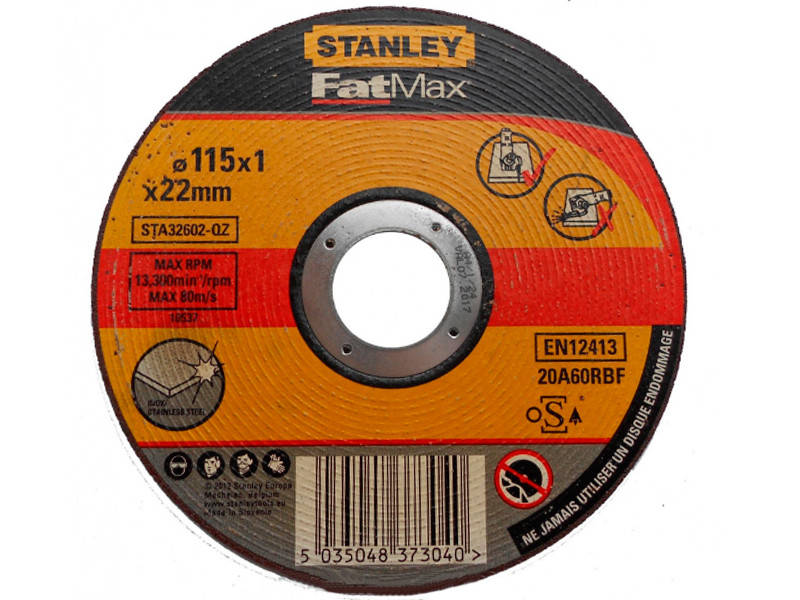 

Диск отрезной по металлу 115x1х22 мм DPC (упак. 1/25) Stanley STA32632