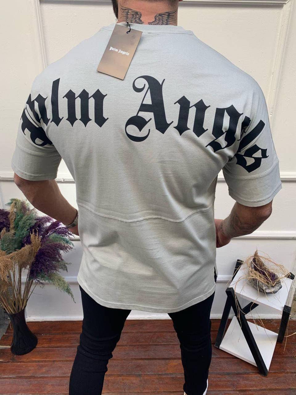 

Мужская футболка Palm Angels oversized серого цвета