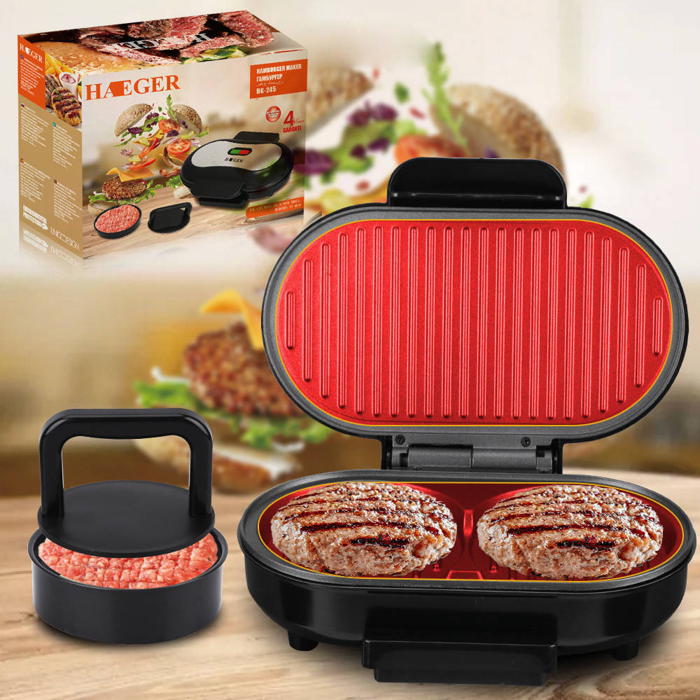 

Гриль-котлетница для гамбургеров Haeger Hamburger Maker HG-245, 750Вт