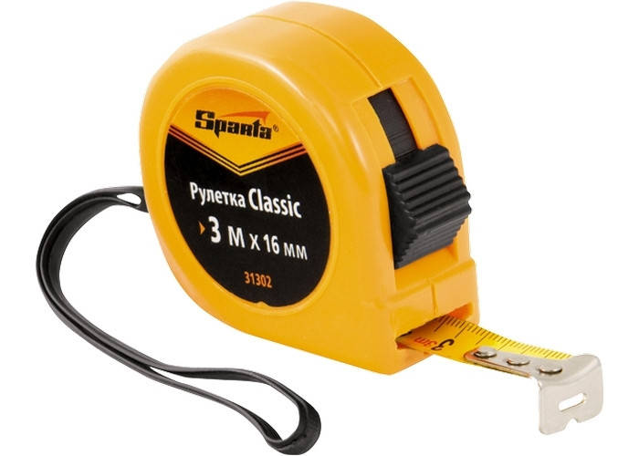 

Рулетка Classic, 3 м х 16 мм, пластиковый корпус SPARTA 31302
