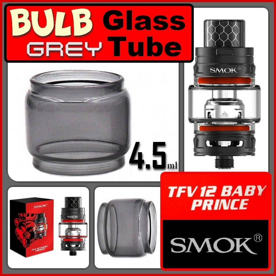 

TFV12 Baby Prince Pyrex Glass tube BULB Grey 4.5ml. Колба большая . Стекло.