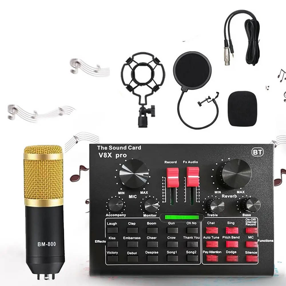 

Студийный комплект для записи многофункциональная аудиокарта с микрофоном EL-V8XPRO (777)